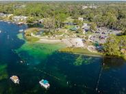 Aerial view of Hunter Springs Park taken from above water