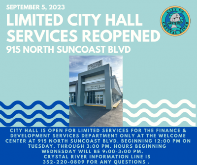 City services reopened Sept. 5