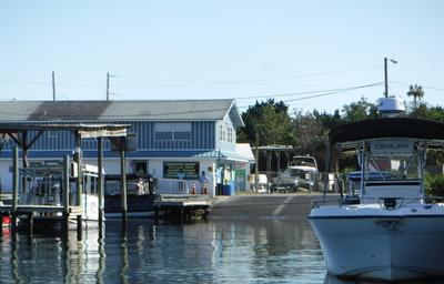 View of City boat ramp at Pete's Pier from water