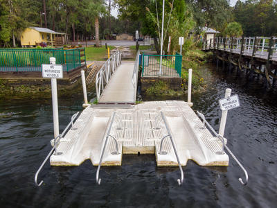 close up view of canoe/kayak launch, picture taken from the water