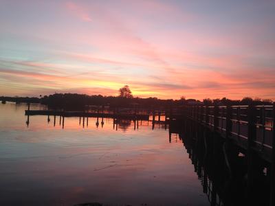 Sunset view from walking path of the dock 