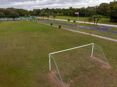 sports goal net and playing field