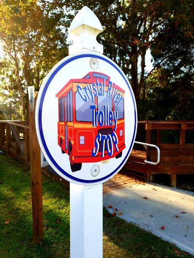 Crystal River Trolley Stop Sign