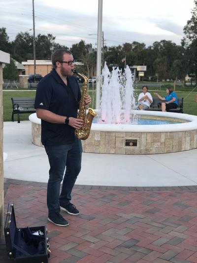 Sax player at event